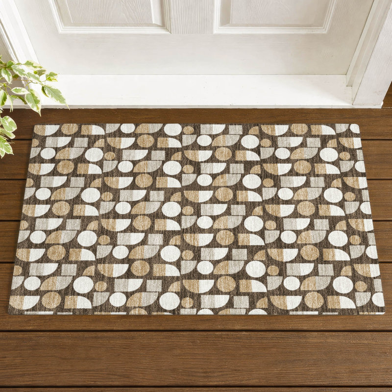 Machine Washable Indoor/Outdoor Chantille ACN2921 Geometric Rug, 1'8" x 2'6", Chocolate