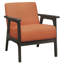 Chaise d'appoint recouverte de tissu orange, structure en bois massif gris antique, assise de salon rembourrée, bois, finition grise, chaise-1911226976