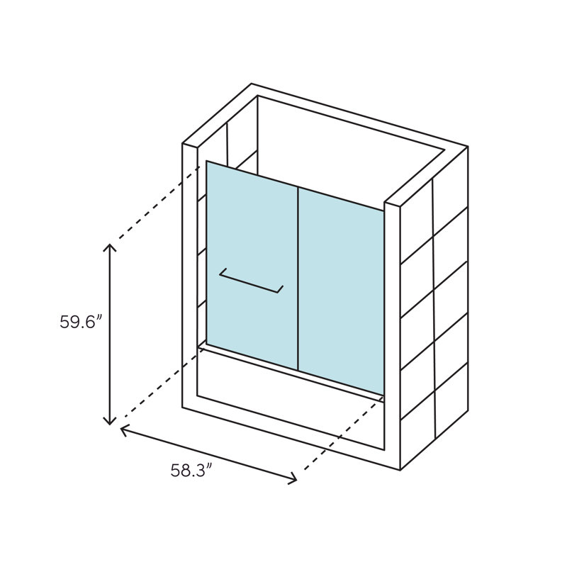 Porte de salle de bain 59,63" x 58,31" avec technologie de® cleancoat fluence, Bronze brossé anodisé