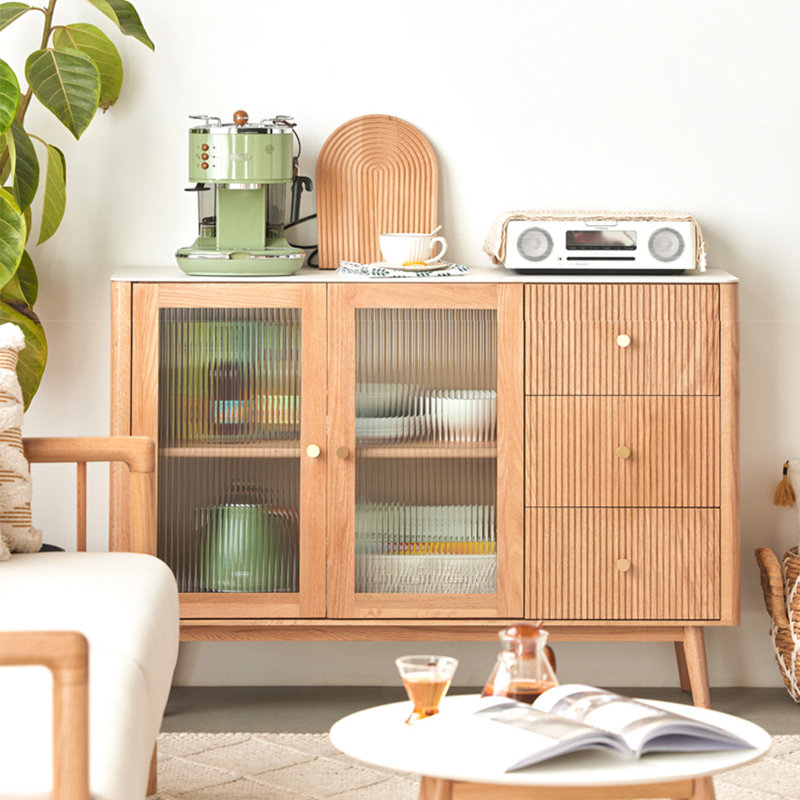 Armoire de rangement simple en bois massif, Brun jaunâtre, H 47,24 po x l 33,46 po x P 13,78 po