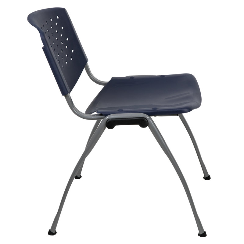 Navy and Black Metal Stacking Reception Chair
