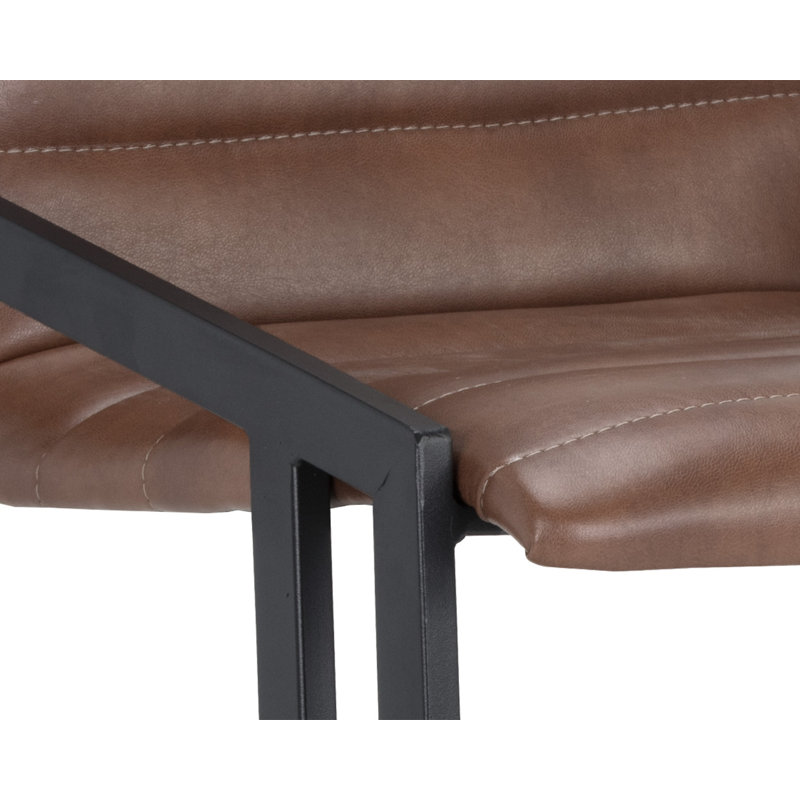 Webber Upholstered Stool with Metal Frame, Black Faux Leather, Counter Stool (26" Seat Height)