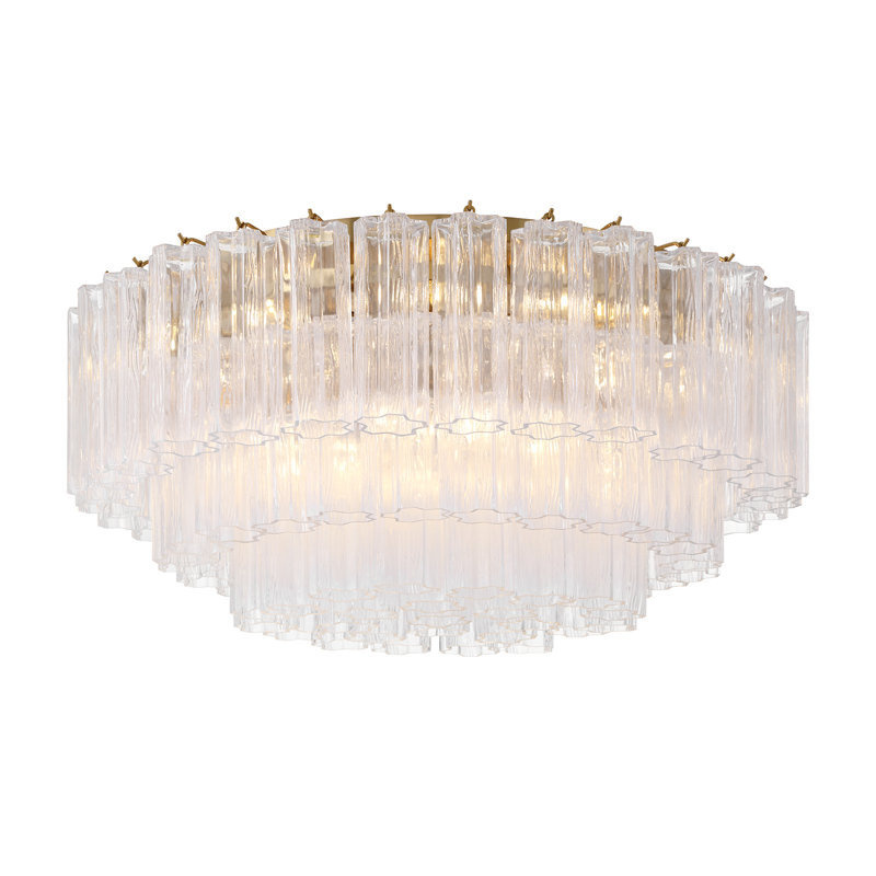 Shaurya 16 Light Aged Brass Flush Mount, Laiton vieilli / transparent