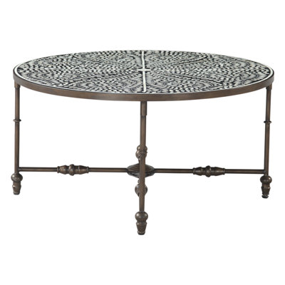 Ozark 40" Coffee Table with Floral Horn Inlay and Iron