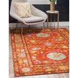 Hand Tufted Wool Floral Area Rug in Pink