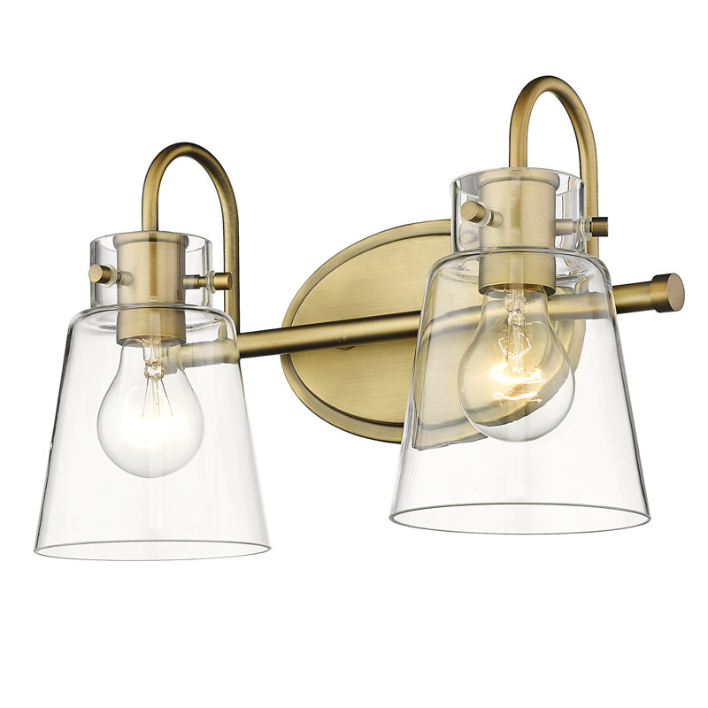 2 - Light Dimmable Vanity Light, Antique Brass