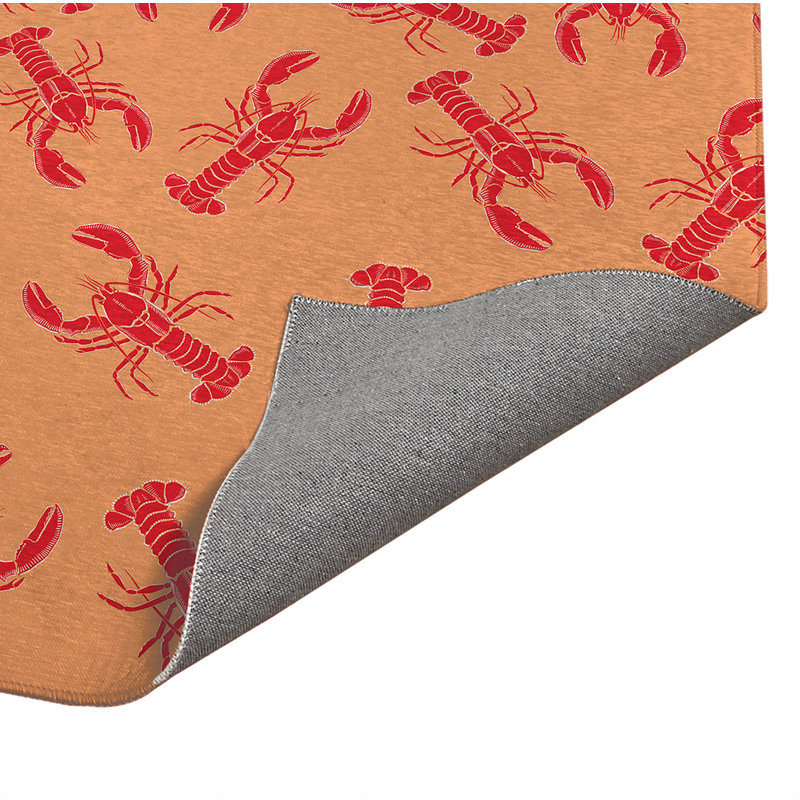 Tapis ultra-mince à profil bas Lobster, Orange, Rectangulaire 8 pi x 10 pi
