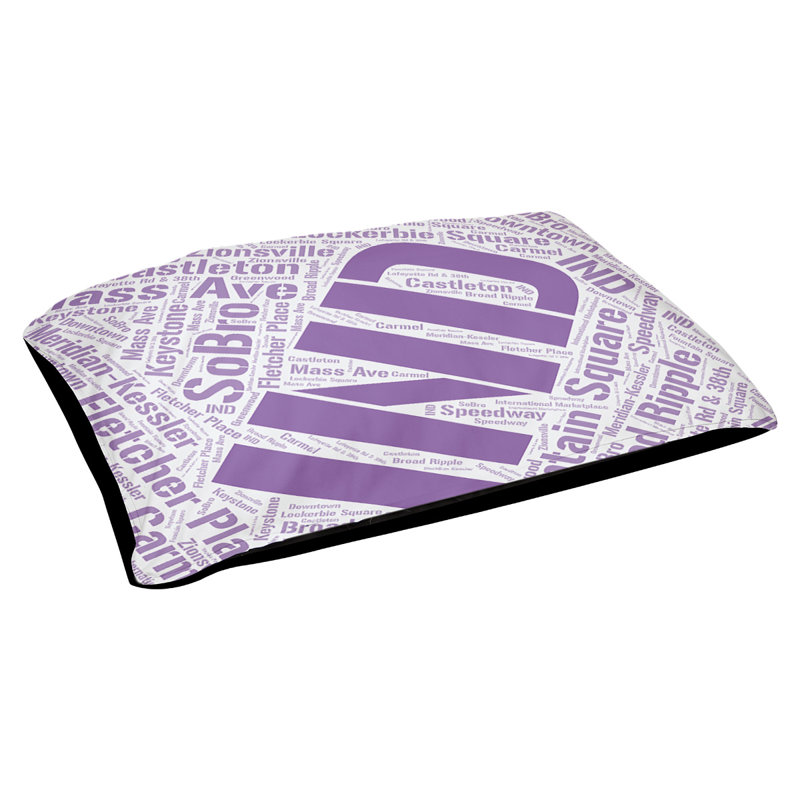 Coussin de chien « districts », Moyen (H 9,5 po x l 28 po x P 18 po), Indianapolis, Mauve