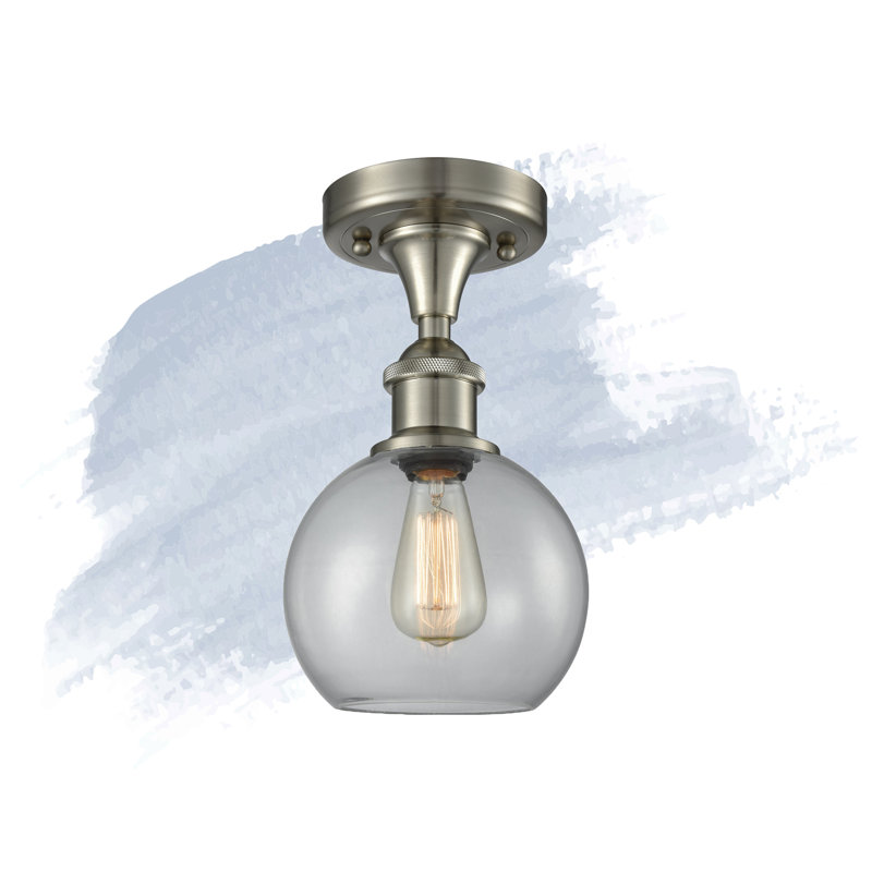 Plafonnier semi-encastré 8 lumières Baptista, Nickel satiné brossé, Transparent, 12'' H X 8'' W X 8'' D