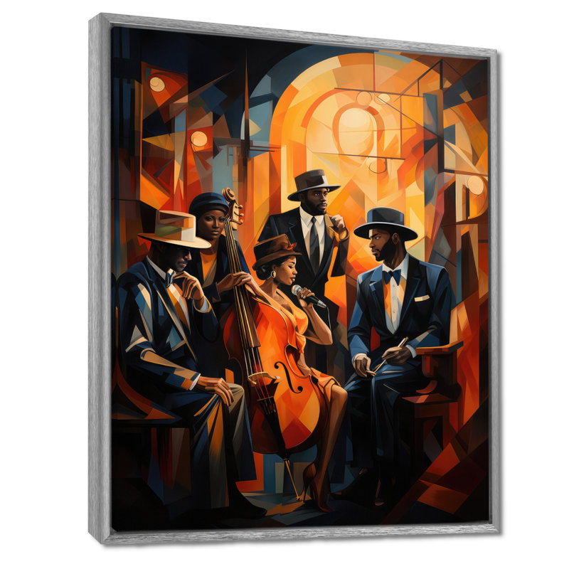 Reproduction d'art sur toile Hundson Jazz Harlem Renaissance V - African American, H 32 po x l 16 po, Argent argent