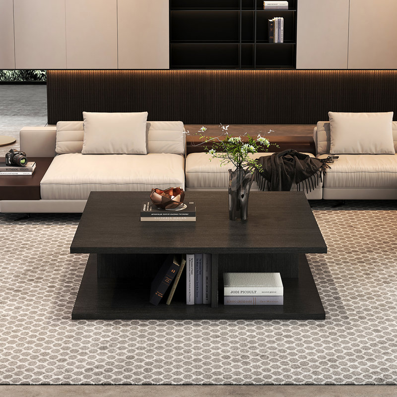 Table basse carrée légère et créative, H 12,6 po x L 45,7 po x l 45,7 po, Noir, noir, noir, noir