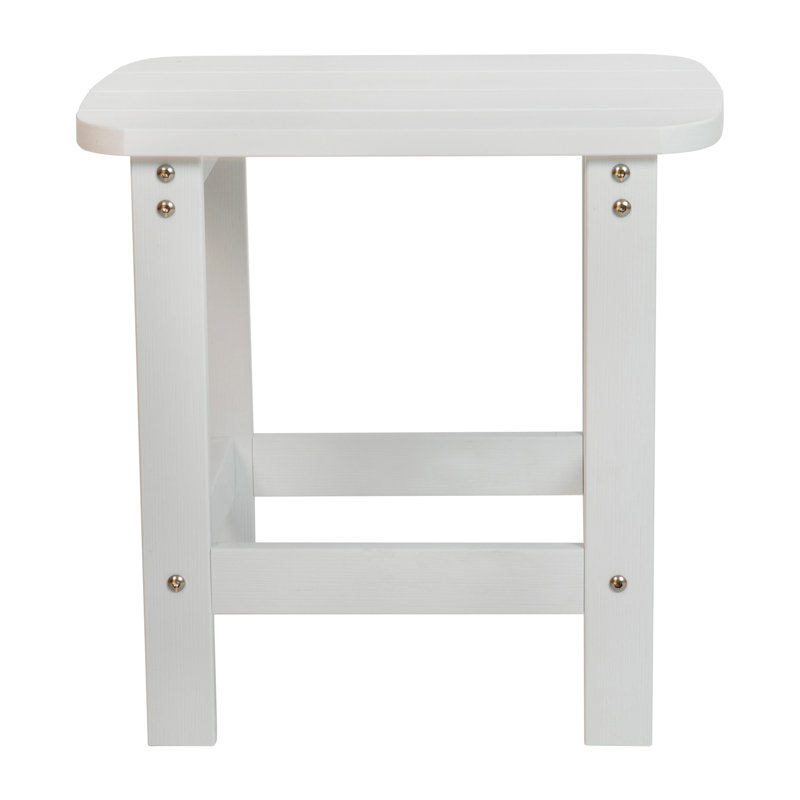 All-Weather Poly Resin Wood Adirondack Side Table, White