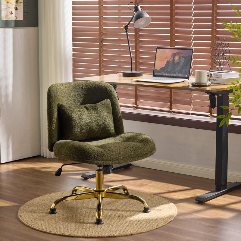 Chaise de bureau en faux sherpa, Vert olive