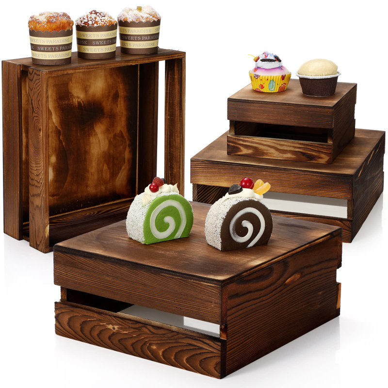 Présentoir à petits gâteaux en bois 4 pièces