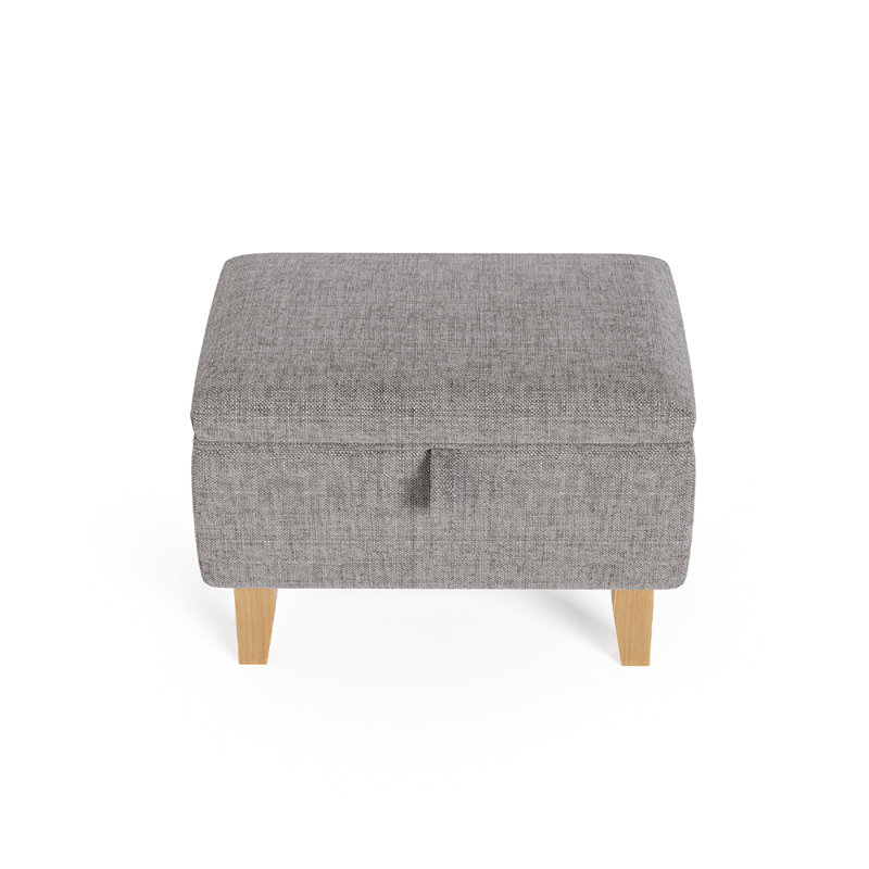 Artus 49cm Wide Rectangle No Pattern Ottoman with Storage, Light Grey