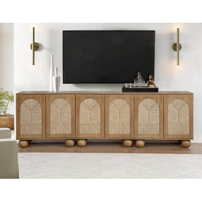 Esbjerg 3 Piece Modular Tv Stand with Arched Door Storage Cabinet Credenza