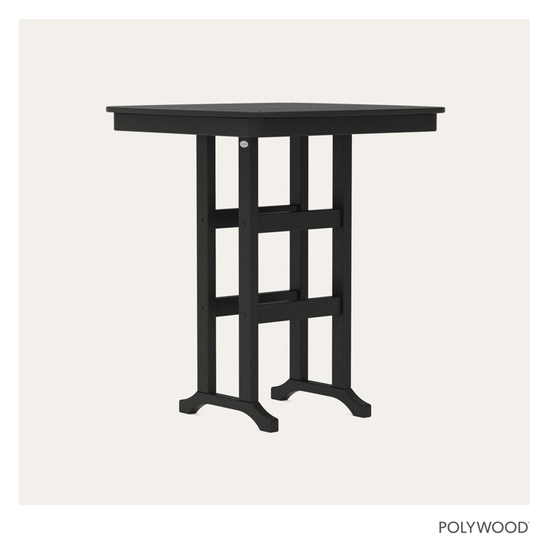 POLYWOOD Nautical Bar Table, Black, 36.75" W x 36.75" L x 42" H