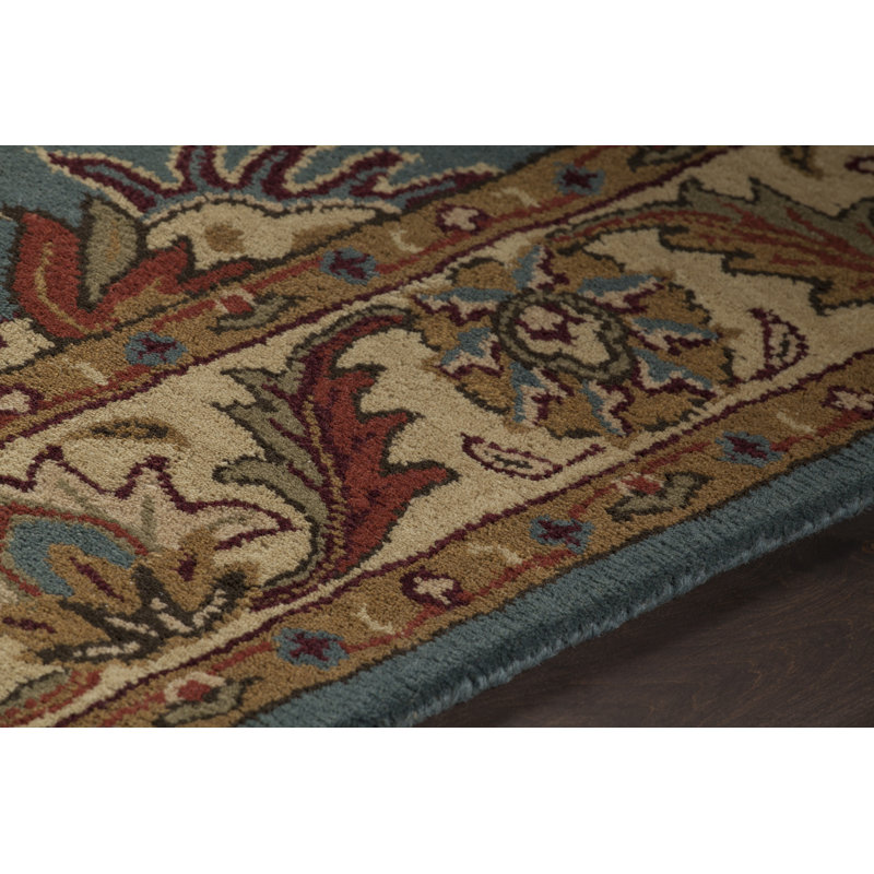 Tapis bleu en laine tissé à la main Bartz Authentic, 7 pi x 10 po