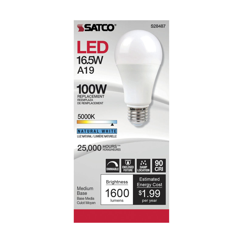 16.5 Watt White LED Bulb, 5000K