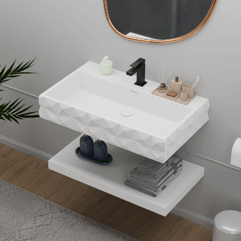 Gesipor 32"x19" Double-layer Wall Mounted Resin Bathroom Sink
