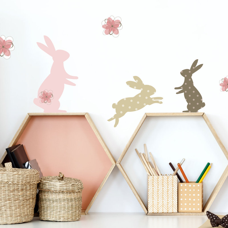 Plants & Flowers Wall Decal, 40cm H x 45cm W, Pink