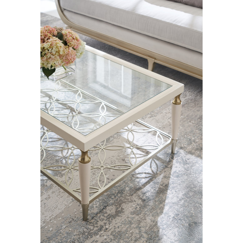 Glass Coffee Table, 17" H x 56" L x 28.5" W