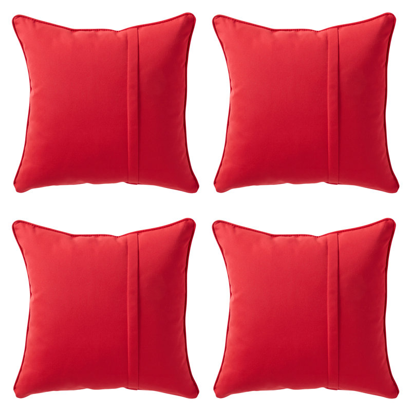 Sunbrella Throw Pillow, Canvas Jockey Red, Set of 4