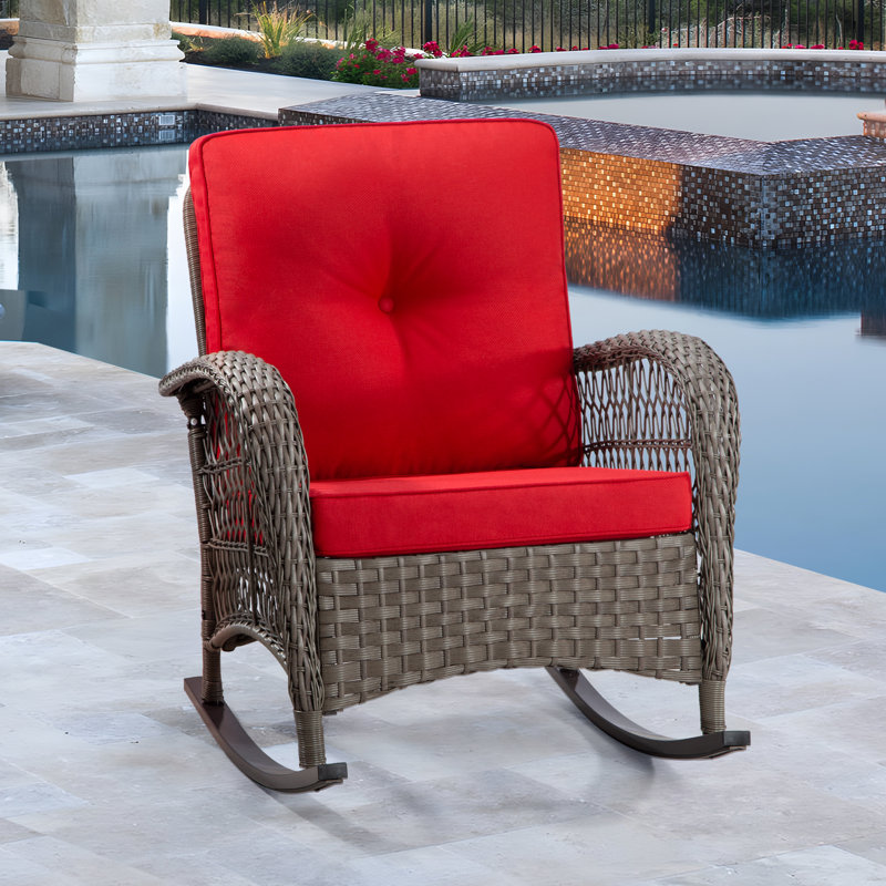 Chaise de patio avec coussins Mevlude, Rouge