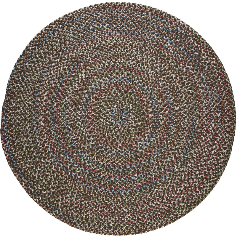 Tapis intérieur/extérieur brun tressé géométrique Deckerville, Rond 6 pi