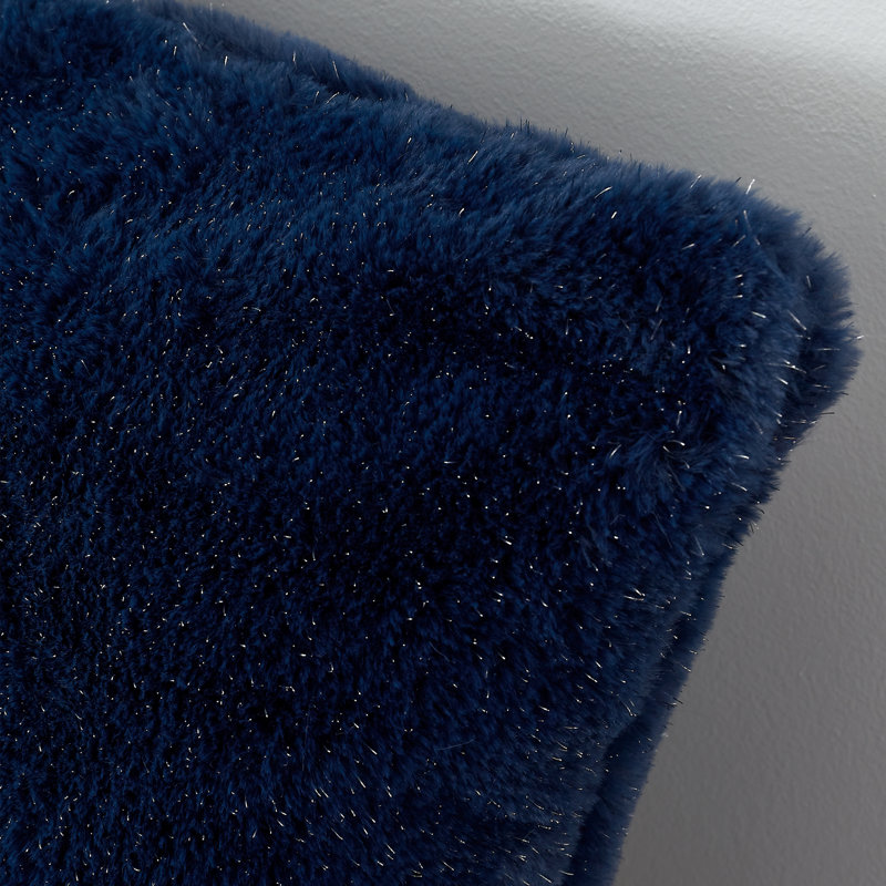 Cosy Glamour Fur Cushion Cover, Navy
