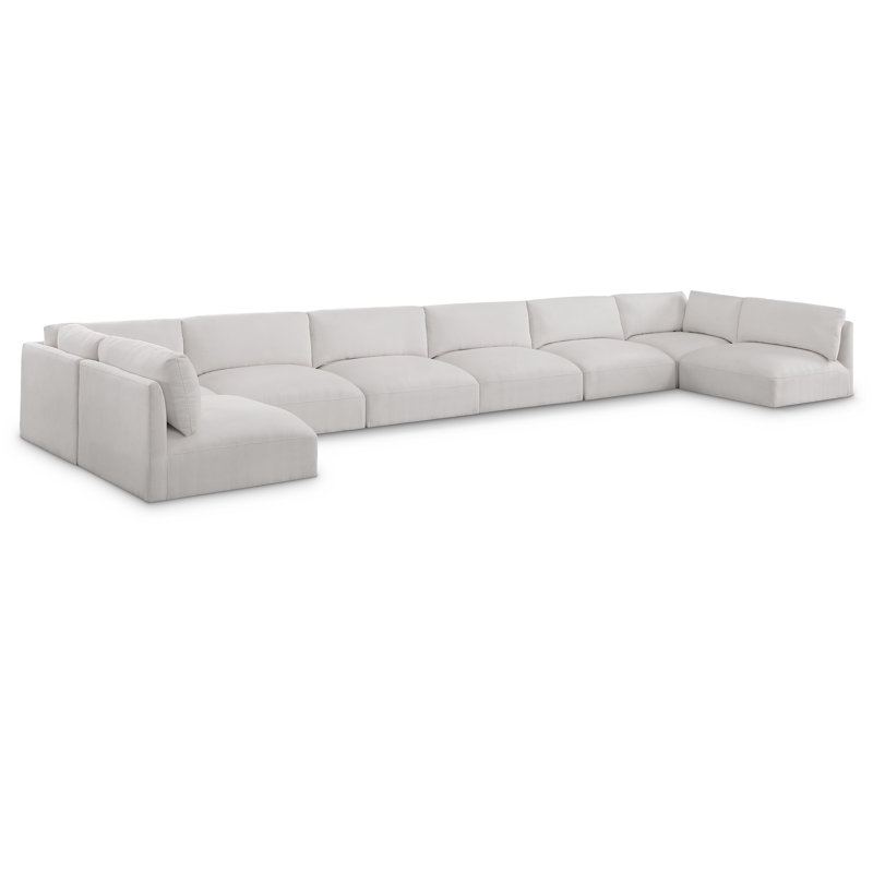 Canapé modulaire 8 pièces Ishu, Tissu crème en polyester