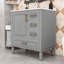 Meuble-lavabo simple autoportant en bois Genett avec grand rangement et lavabo en céramique-1382930060