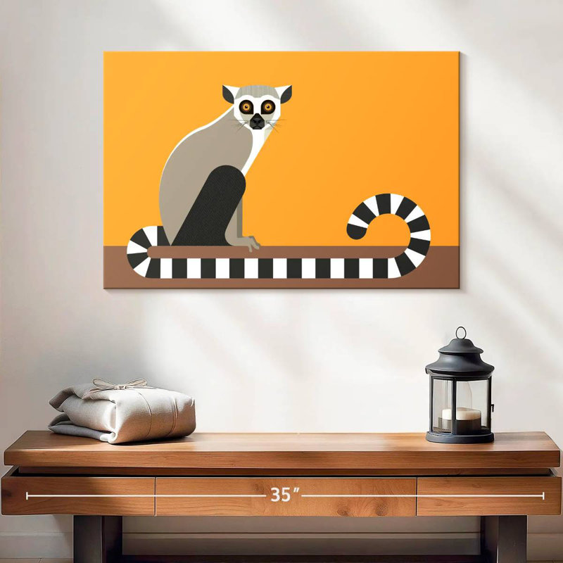 Crowle Ring Tailed Lemur Illustration, 16" H x 24" W