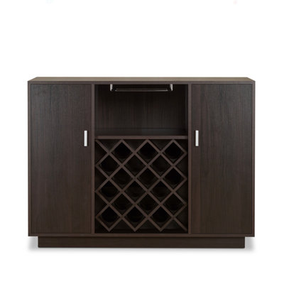 Espresso 2-Door Wine Cabinet With Stemware Rack