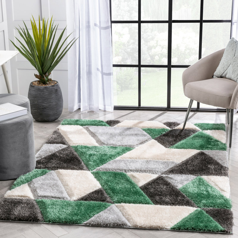 San Francisco Geometric Shag Area Rug, Rectangle 120 x 160cm