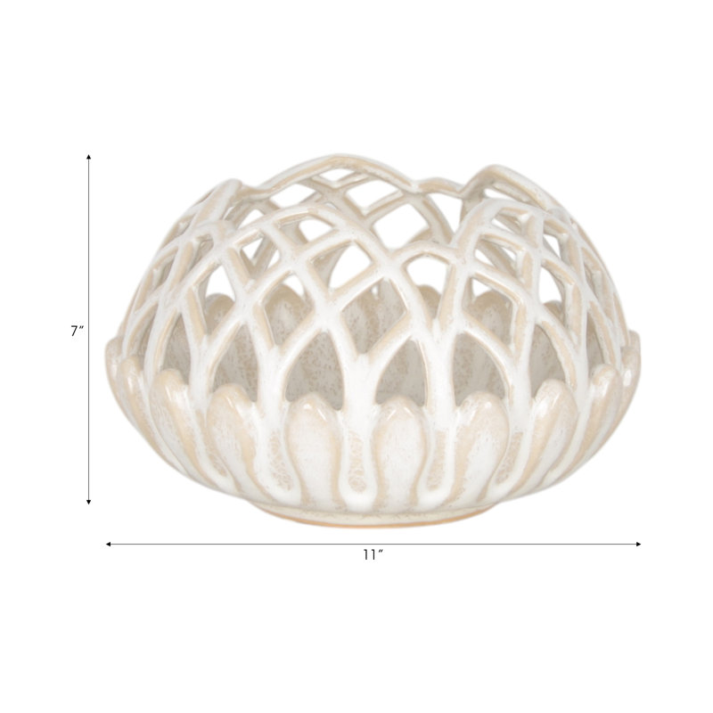 Ceramic Planter Lattice Design Fauna-Inspired Home And Garden Decor - 7" White