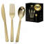 150 Pieces Gold Plastic Disposable Cutlery Set - Metallic Plastic Silverware With A Hammered Finish-50 Sets