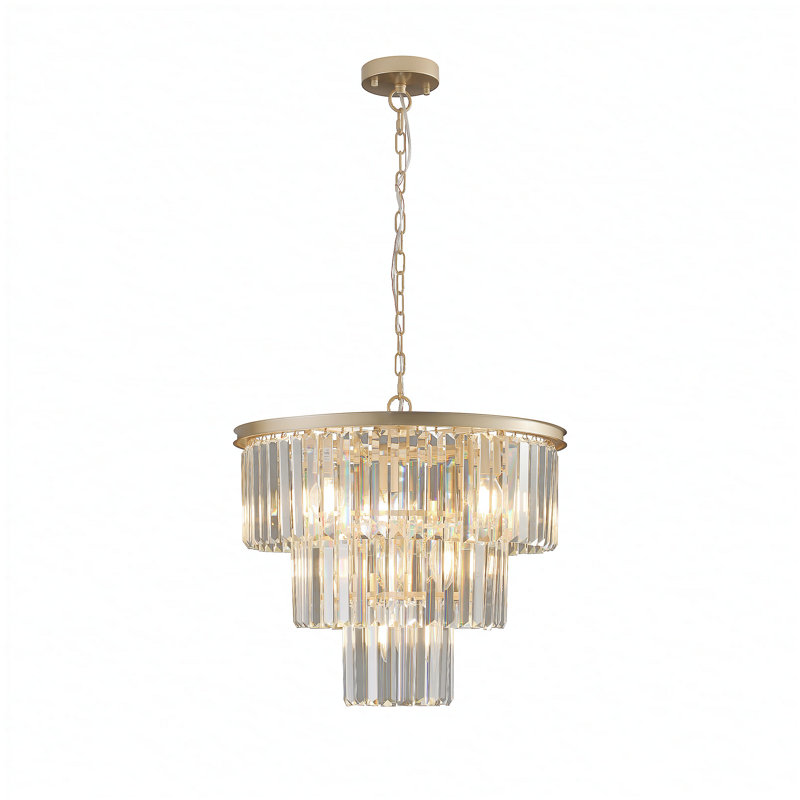 Lustre en cristal de luxe à 3 niveaux de 20 po, luminaire suspendu à cadre doré 7 lumières, éclairage de plafond élégant pour le salon, la salle à manger, la chambre à coucher (sans ampoules)