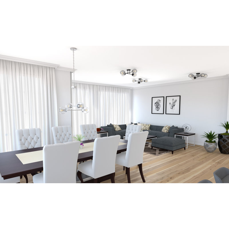 Luminaire suspendu moderne à 4 lumières, Nickel satiné