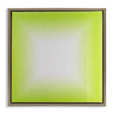 Green Ombre Fade Brown Framed Floater Canvas Wall Art by Michael Willett