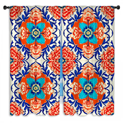 Rideaux de fenêtre à motif floral coloré et obscurcissant - 2 panneaux