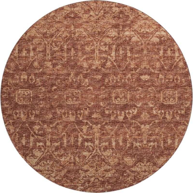 Premium Machine Washable Mayfield AMF40 Oriental Rug, Clay, 8' Round