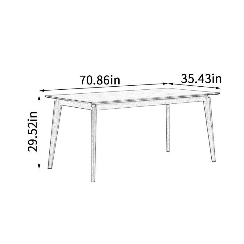 Simple Rectangular Walnut Dining Table, 29.52"H x 70.86"L x 35.43"W