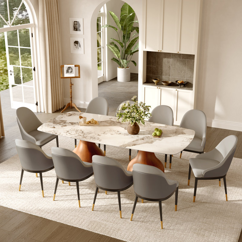 Ensemble de 11 grandes tables de salle à manger, 11 pièces: table, 10 chaises, H 29,53 po x l 93,7 po x P 43,31 po