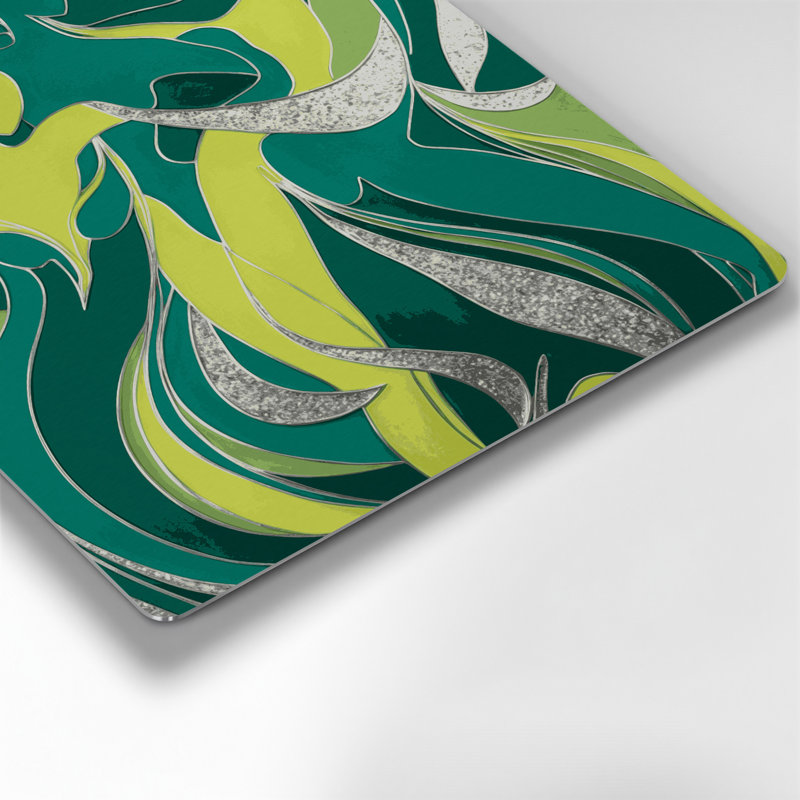 Abstrait art figuratif vert en métal 93, H 12 po x l 12 po