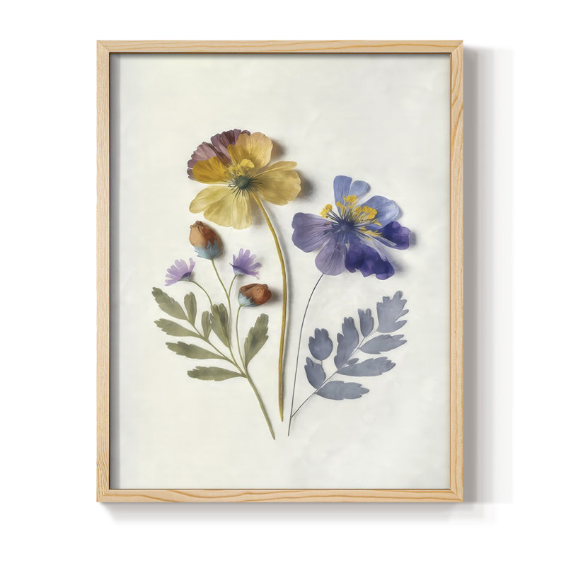 Pressed Flower Memories III, reproduction encadrée - bois massif, Naturel, H 30 po x l 24 po