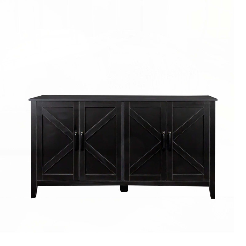 Armoire de rangement Pantry avec 4 portes, Noir