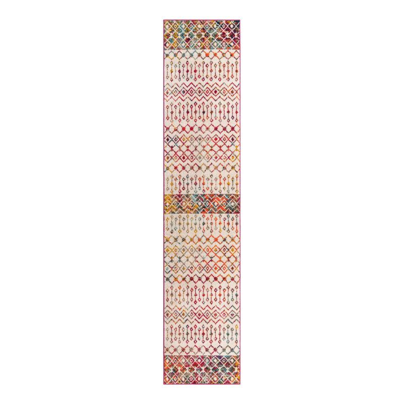 Somerville Geometric Indoor Rug, Runner 2' x 8', Ivory/Red