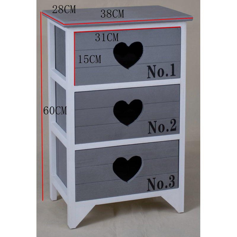 Sheyla Solid Wood 38cm W 3 - Drawer Chest of Drawers