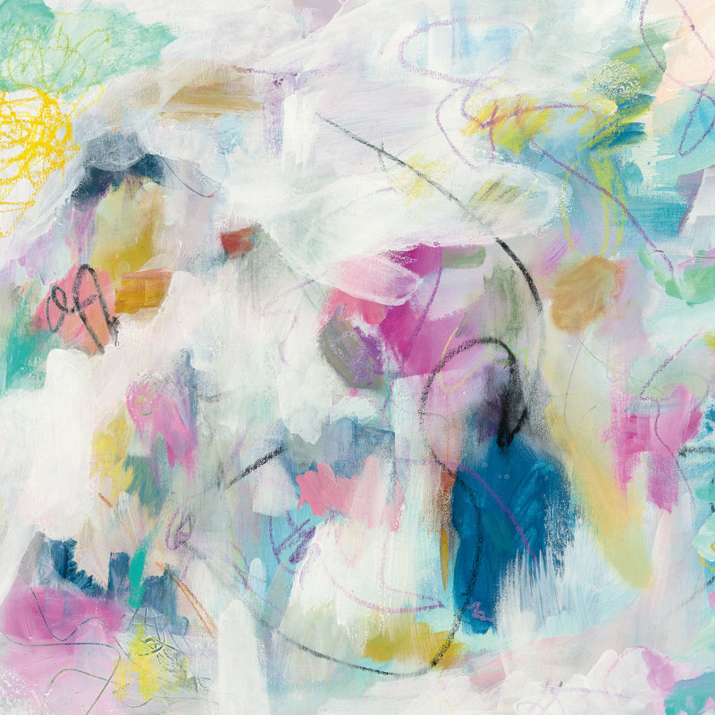 «Laugh Collage» par Mary Urban, reproduction sur toile tendue, H 30 po x l 30 po, Cadre photo noyer, Oui